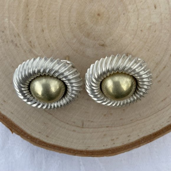 David Yurman 22mm Large Cookie Stud Earrings Sterling 14k Gold Cable Round Post - Picture 10 of 15